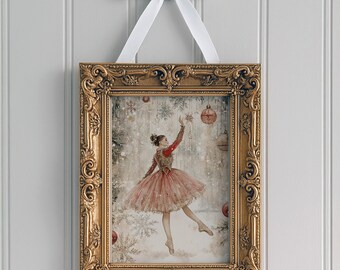 Nutcracker Ballerina Print, Vintage Watercolor Christmas Decor (Digital Download)