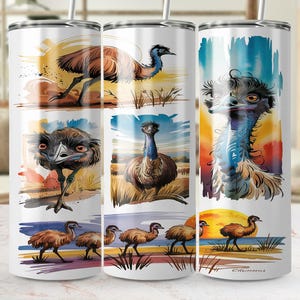Emu Tumbler Wrap PNG: Australian Wildlife Sublimation Design (Digital Download)