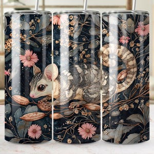 Quoll and Floral 20 oz Tumbler Wrap, australischer dünner Becher PNG, Sublimationsdesign, digitaler Download