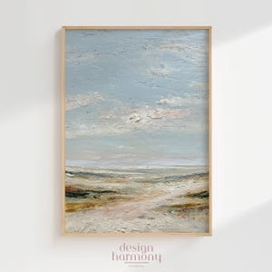 Beach Coastal Landscape with Muted Tones - Vintage Style Oil Painting Wall Art, Digital Download, Printable Art, Farmhouse Decor