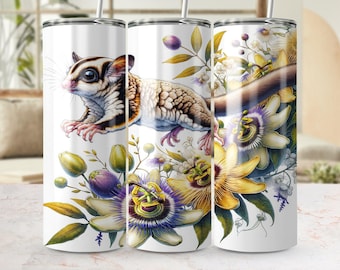 Sugar Glider Tumbler Wrap: Australian Flora Sublimation Design (PNG Digital Download)