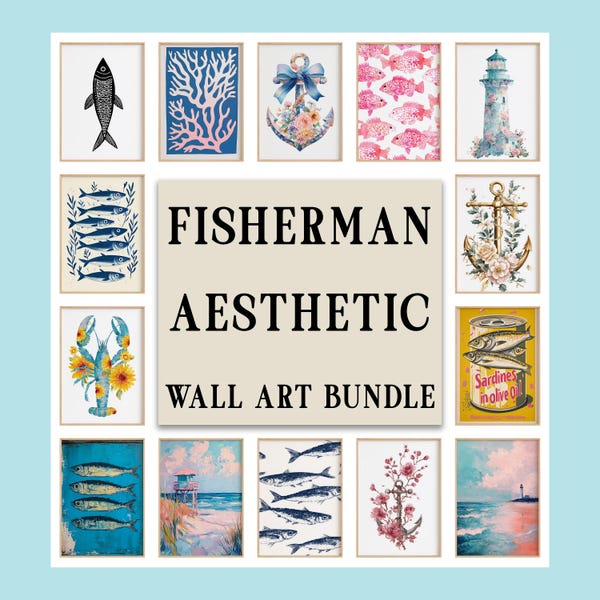 Fisherman Wall Art Bundle: 300 Nautical Coastal Prints (Digital Download)