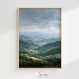 Vintage Rolling Hills Landscape Oil Painting Style Print: Farmhouse Wall Art (Digital Download)