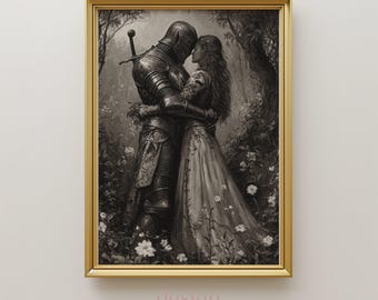 Knight and Maiden Art Print: Romantic Medieval Renaissance Decor (Digital Download)