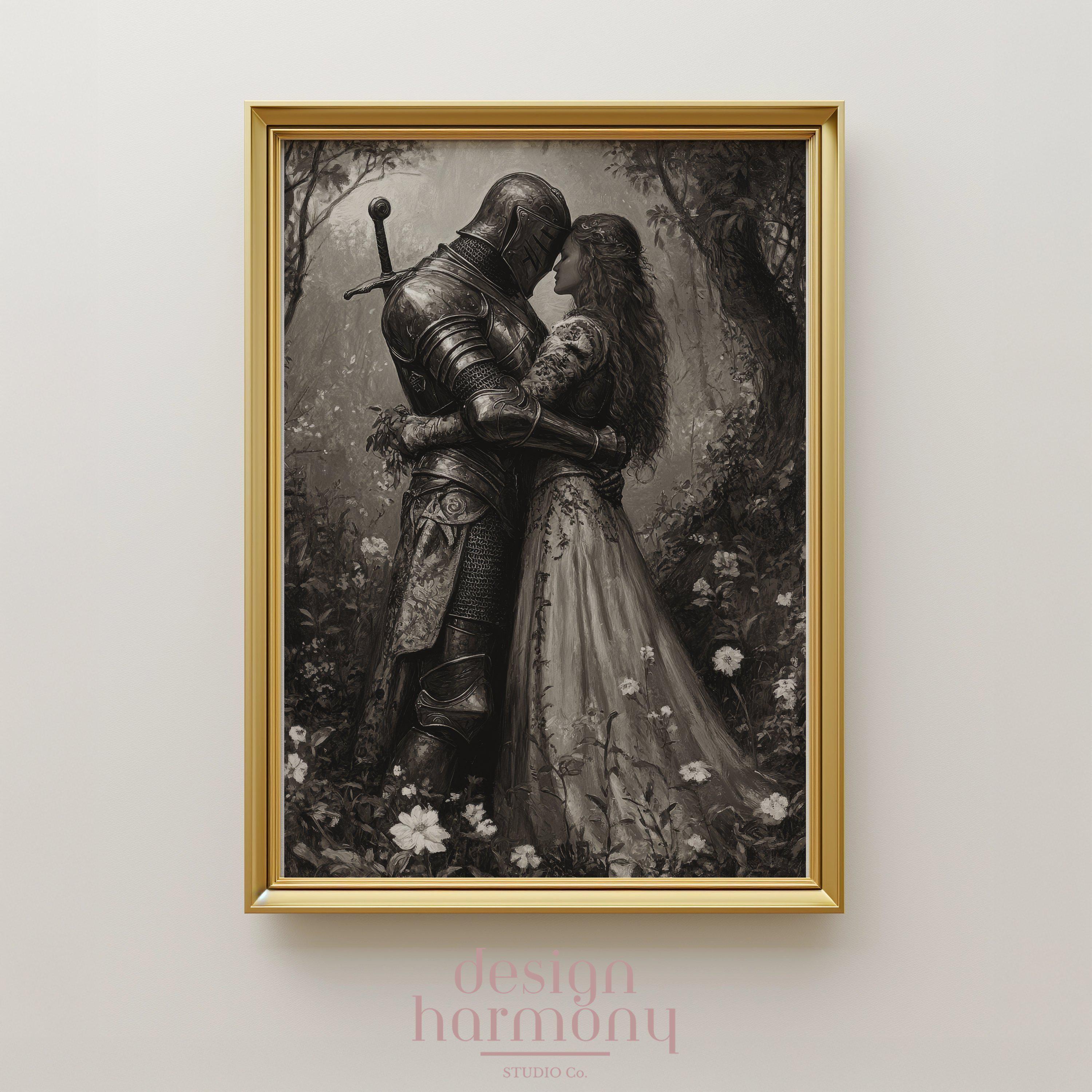 Knight and Maiden Art Print: Romantic Medieval Renaissance Decor