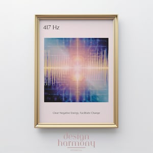Solfeggio Frequencies Poster - 417 Hz, Clear Negative Energy, Facilitates Change, Spiritual Energy Abstract Print