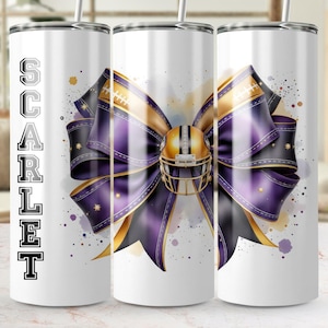 Coquette Football Bow 20 Unzen Tumbler Wrap: Personalisiertes Sportdesign (Digitaler Download)