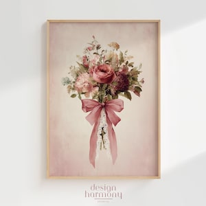 Floral Bow Coquette Print: Preppy Summer Gallery Wall Art (Digital Download)