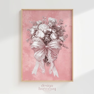 Floral Bow Coquette Print: Summer Gallery Wall Art (Digital Download