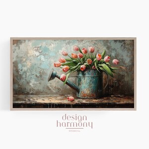 Vintage Tulip Bouquet Art: Pastel Flower Illustration for Samsung Frame TV (Digital Download)