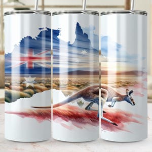 Kangaroo Tumbler Wrap PNG: Australia Sublimation Design (Digital Download 20 oz Skinny Tumbler)