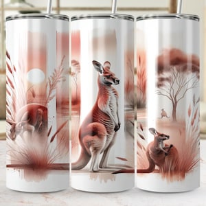Kangaroo Tumbler Wrap PNG: Australian Wildlife Sublimation Design (Digital Download)