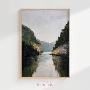 Vintage See Ölgemälde Druck: Serene Klippen Landschaft (Digitaler Download)