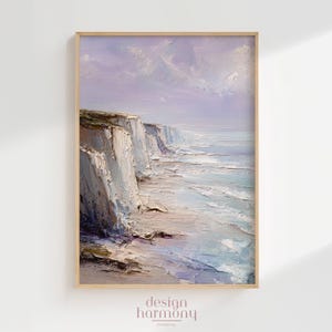 Vintage Küsten Klippen Ölgemälde Druck: Meerblick Wandkunst (Digitaler Download)