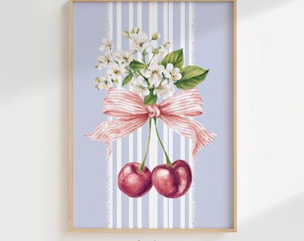 Cherry Bow Coquette Summer Wall Art, Messy Coquette Digital Print, Gallery Wall Printable Download