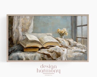 Cozy Library Book Scene - Frame TV Art (Digital Download)