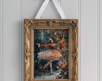 Nutcracker Ballerina Watercolor Art, Vintage Christmas Decor (Digital Download)