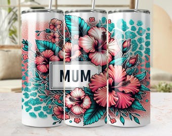 Diseño floral para vaso del Día de la Madre: Diseño personalizable de 20 oz mediante sublimación (descarga digital)