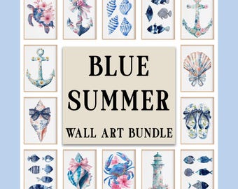 Coastal Blue Summer Wall Art Bundle: 50 nautische Drucke (Digitaler Download)