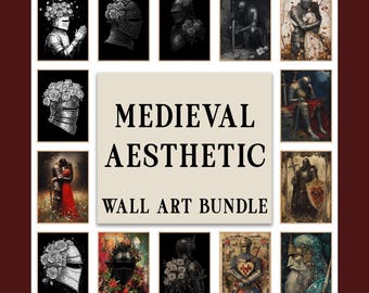 Medieval Knight Art Print Set: Gothic Romance Castle Decor (JPEG Download