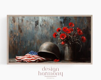 Celebration Art , Patriotic Flowers Painting, Wall Art Digital Download, Memorial Celebration Digital Art, Samsung Frame Tv Art