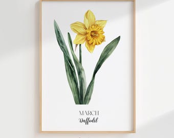 Arte da Flor de Nascimento de Março: Impressão Botânica Minimalista (Download Digital)