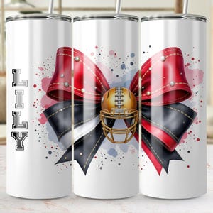 Coquette Bow Football Tumbler Wrap: Personalisiertes Sublimationsdesign (Digitaler Download)