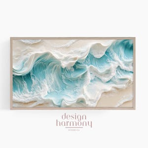 Ocean Waves 3D Rendering: Coastal TV Art (Digital Download)