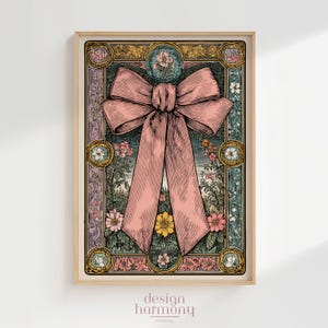 Arte de parede estilo coquete de tarô com laço, impressão digital coquete bagunçada para decoração de parede de galeria, arte de parede com carta de tarô de verão coquete