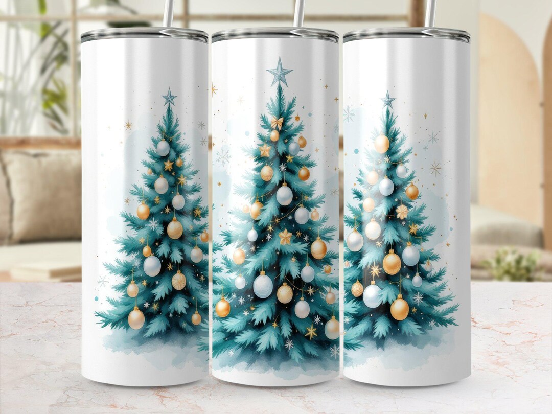 Christmas Tree Tumbler Design – Festive 20 Oz Skinny Tumbler Wrap (PNG ...