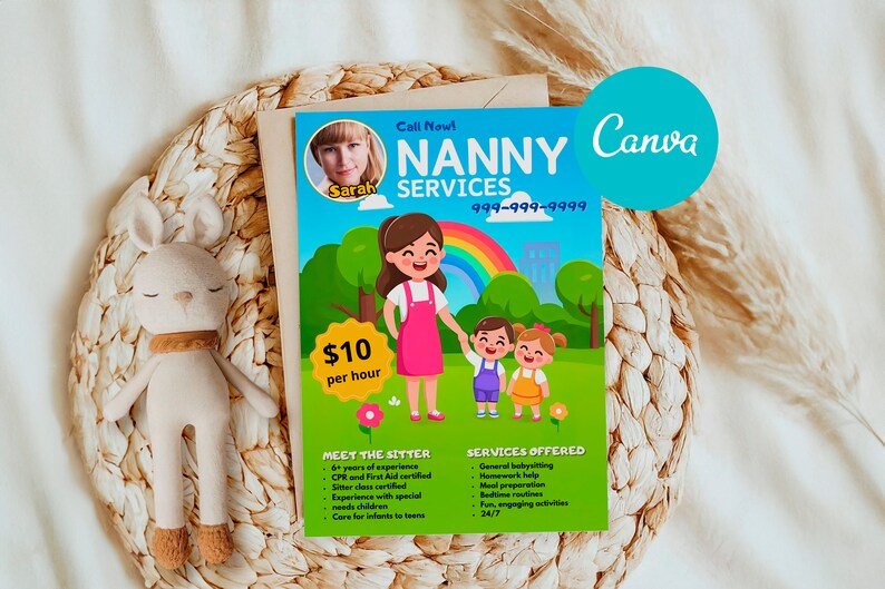 Editable Babysitter Flyer, Nanny Fyler Template, Nanny Services Fyler ...