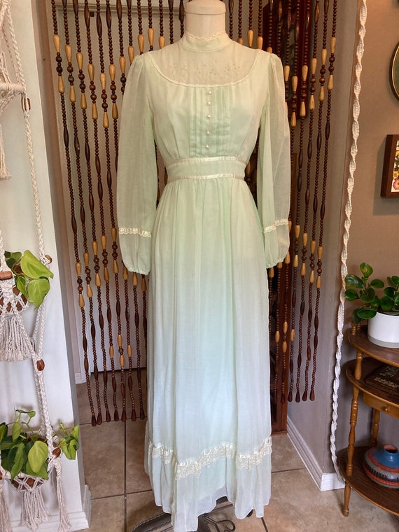 70's gauzy cottagecore maxi dress 70's romantic prairie dress 70's