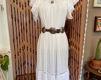 ワンピース 70s Floral Cotton Gauze Dress Vintage 70's Floral Indian Gauze Cotton Sun Dress