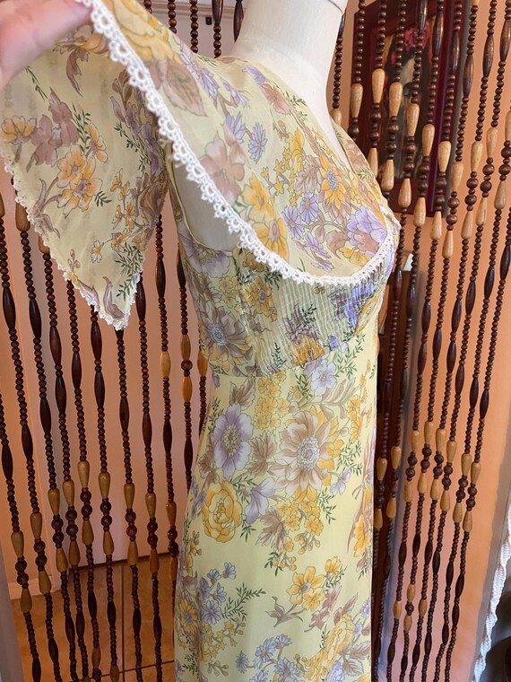 Romantic 70’s prairie dress cape flutter sleeves laye… - Gem