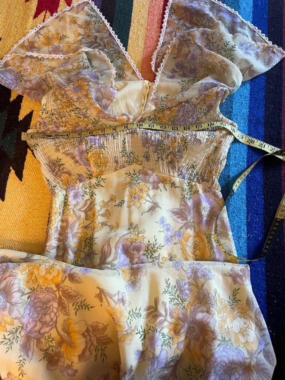 Romantic 70’s prairie dress cape flutter sleeves laye… - Gem