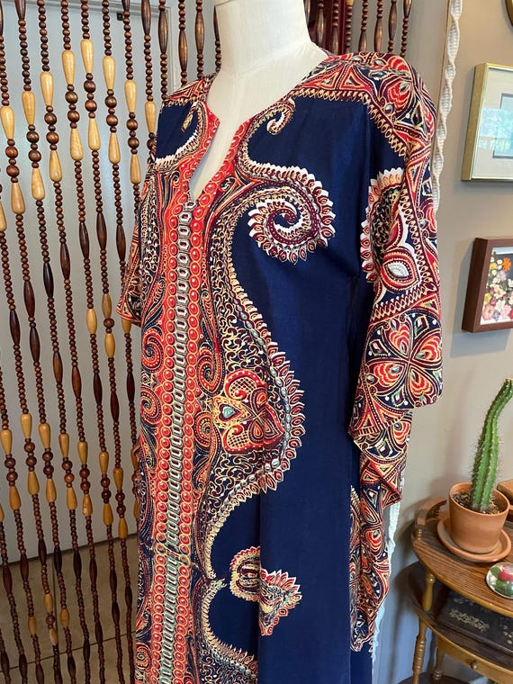 1970s dashiki maxi dress ethnic vintage kaftan Pakist… - Gem