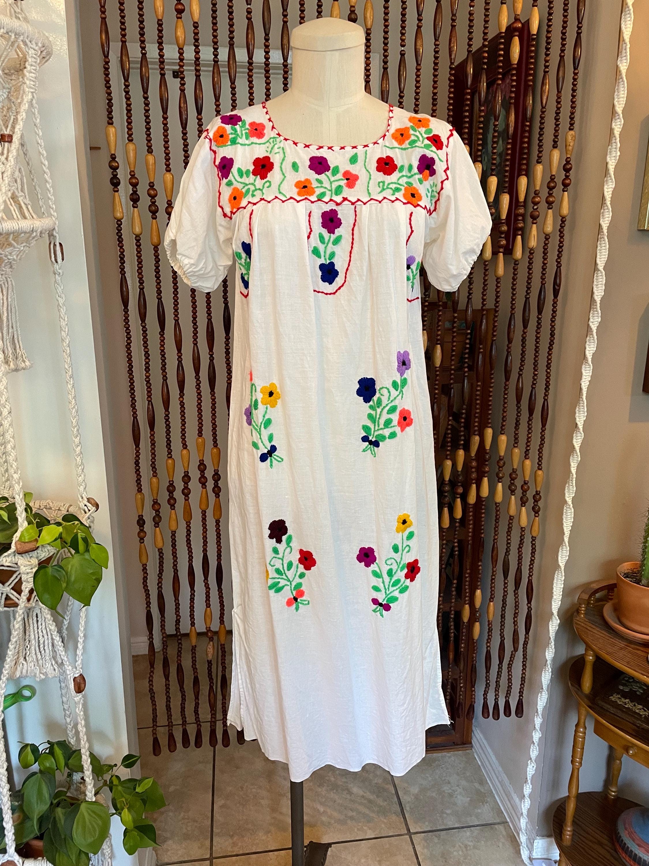 Mexican Embroidered Midi Dress - Etsy