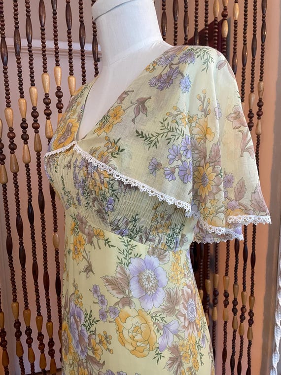 Romantic 70’s prairie dress cape flutter sleeves laye… - Gem