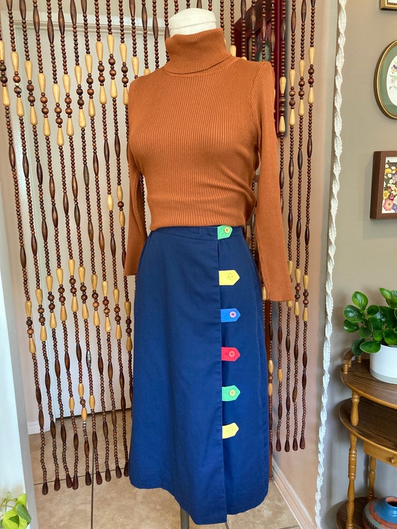 70’s block color button skirt 70’s funky skirt, 70