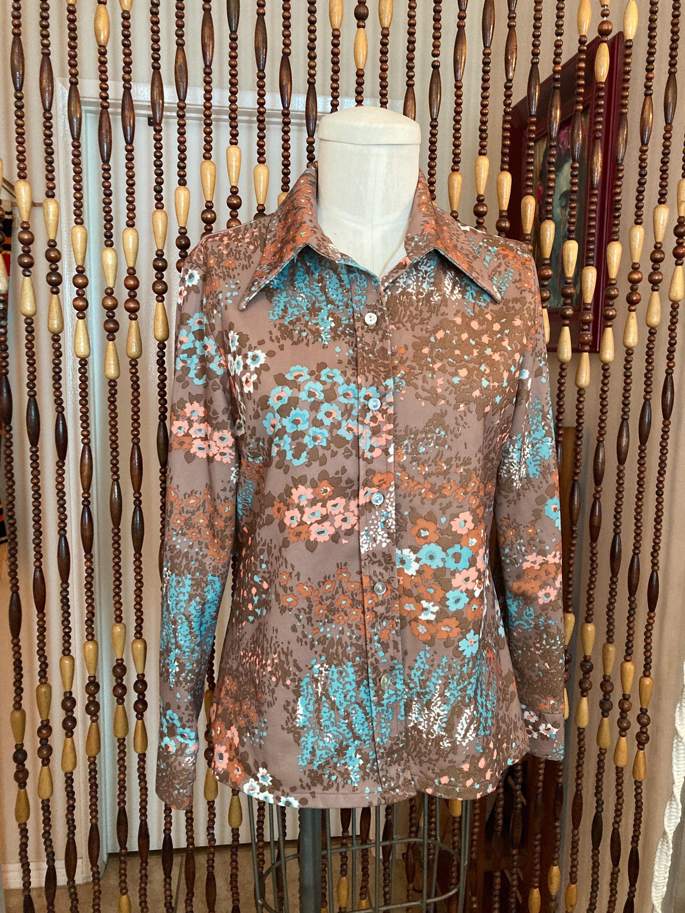 Chelsea Collar 70's Blouse 70's Button Down Floral Shirt