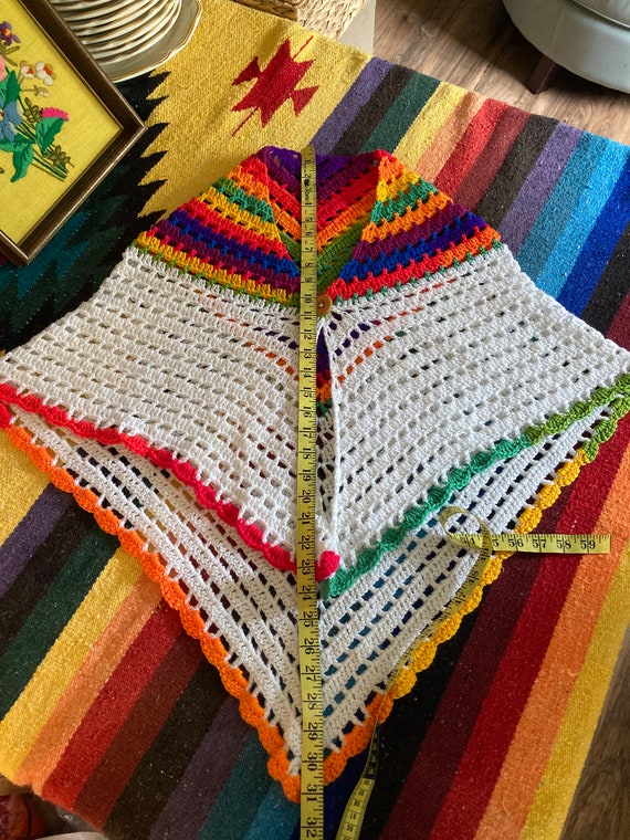 Groovy retro rainbow poncho hand crochet poncho 7… - image 9
