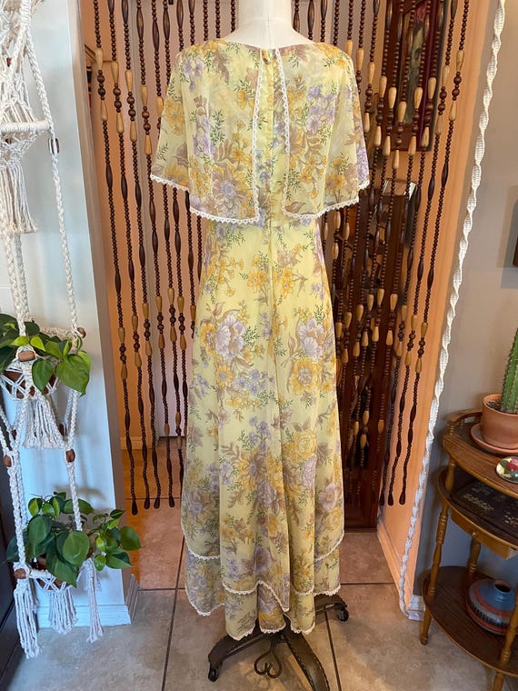 Romantic 70’s prairie dress cape flutter sleeves laye… - Gem