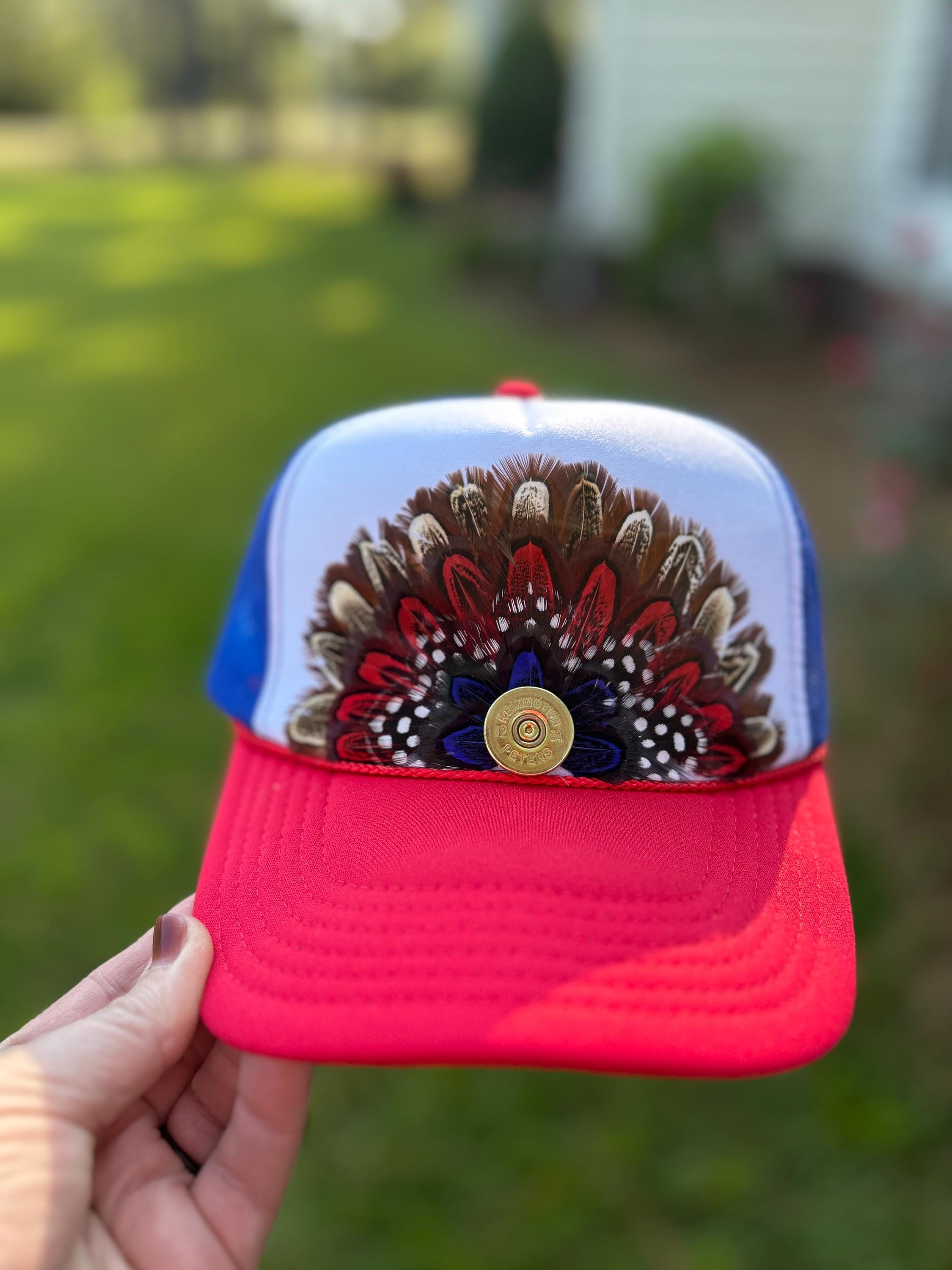 F2 Boho Feather Trucker Hat Feather 2-Tone Trucker Hat – Panola Brand® main image 2