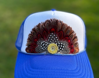 F7 Boho Feather Trucker Hat w/ Trim Feather Trucker 7 – Retro West main image 4
