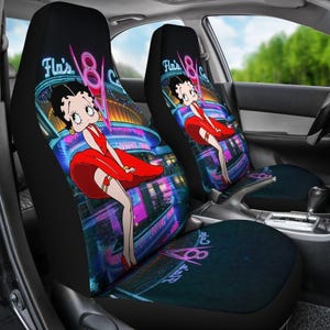 ベティ ブープ カーシートカバー、ブラック ガールズ トリップ カーシートカバー、アニメキャラクター カーシートプロテクター、彼女へのギフト、車の装飾