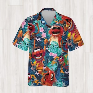 Animal Muppet Hawaiian Shirt, The Muppet Button Up Shirt, Cartoon Character Aloha Shirt Men, Gift For Men, Muppets Gift For Fans