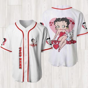 Personalized Betty Boop Baseball Jersey, Sassy Girl Jersey Shirt, Cartoon Movie Baseball Shirt, Betty Boop Gift, Custom Name Shirt