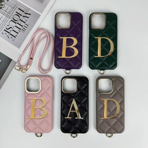 Personalised Leather Phone Case for iPhone 16 Pro, 15 14 13 12 11 Pro Max,Embossed Initials on Leather,Gift for him/her