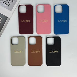 Personalised Leather Phone Case for iPhone 16 Pro, 15 14 13 12 11 Pro Max,Embossed Initials on Leather,Gift for him/her