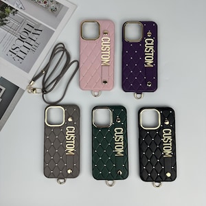Personalised Leather Phone Case for iPhone 16 Pro, 15 14 13 12 11 Pro Max,Embossed Initials on Leather,Gift for him/her